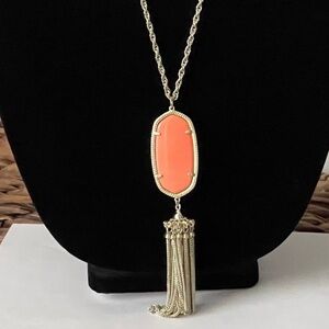 Kendra Scott Coral Pendant Necklace with Gold Tassel